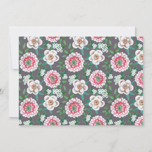 Stilvolle bemalte Blume Save the Date (Rückseite)