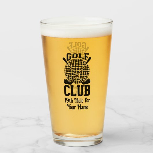 Stilvolle Benannte Club Logo Pattern Golf Bar Glas (Vorne (Gefüllt))
