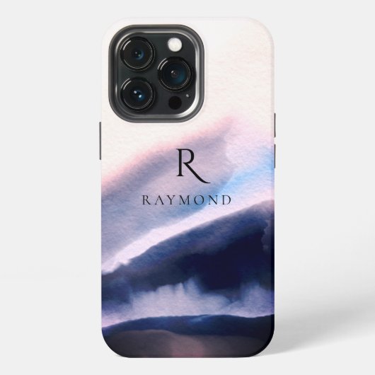 Stilvolle Berge Landschaft monogrammiert iPhone Hülle (Hinten)