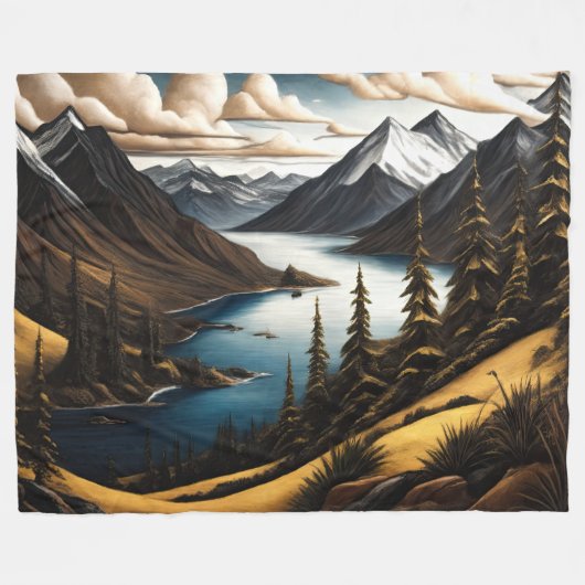 Stilvolle Berglandschaft Fleecedecke (Vorderseite (Horizontal))