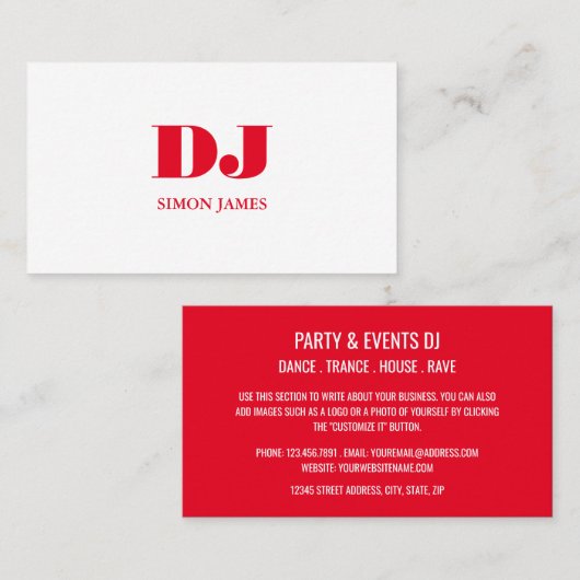 Stilvolle Berufliche DJ Business Card Visitenkarte (Vorne/Hinten)
