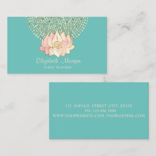 Stilvolle Berufliche Golddots Lotus Mint Green Visitenkarte (Vorne/Hinten)