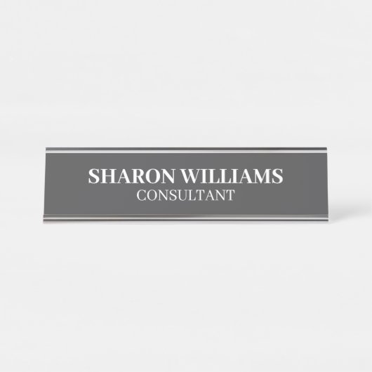 Stilvolle Berufliche, graue Minimalistische Schrei Schreibtischnamensplakette (Vorderseite )