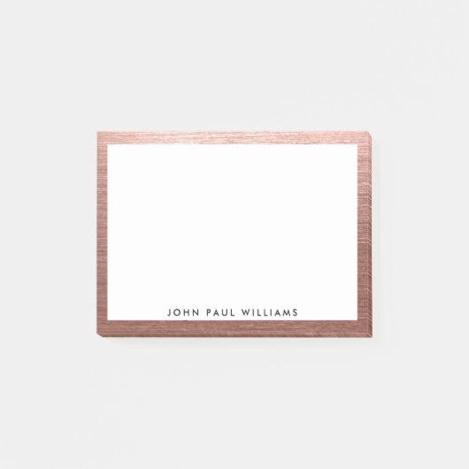 Stilvolle Berufliche Rose Gold Kupfer Brush Metal Post-it Klebezettel (Vorderseite)