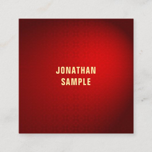 Stilvolle Berufliche schwarz rote Damaskus-Vorlage Quadratische Visitenkarte (Vorderseite)