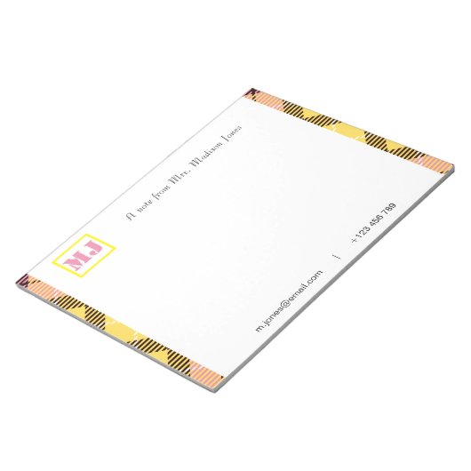 Stilvolle Berufliche Skriptbezeichnung Monogram Ta Notizblock (angewinkelt)