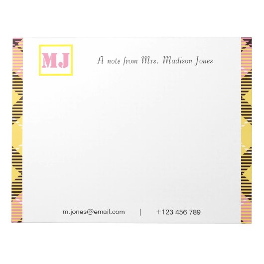 Stilvolle Berufliche Skriptbezeichnung Monogram Ta Notizblock (Vorderseite)