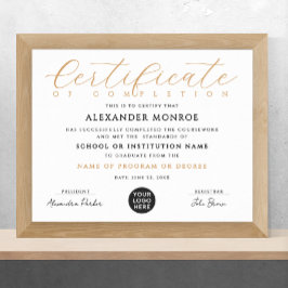 Stilvolle Berufliche Zertifikat-Logo-Kalligrafie Poster