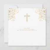 Stilvolle Bestätigung der White Gold Cross Bible V Einladung (Rückseite)