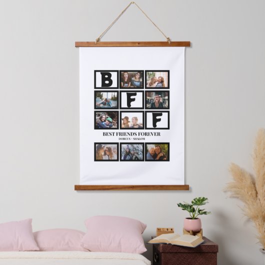 Stilvolle BESTE FREUNDIN Best Friends Forever 9 Fo Wandteppich Mit Holzrahmen (Schlafzimmer)