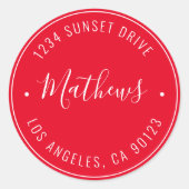 Stilvolle Bezeichnung & Circular Text | Rot und We Runder Aufkleber (Vorderseite)