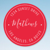 Stilvolle Bezeichnung & Circular Text | Rot und We Runder Aufkleber