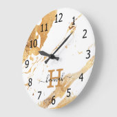 Stilvolle Bezeichnung für das White Marble Gold Fo Große Wanduhr (Winkel)