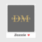 Stilvolle Bezeichnung & Monogramm | Gold & Dunkelg Aufkleber (Blatt)