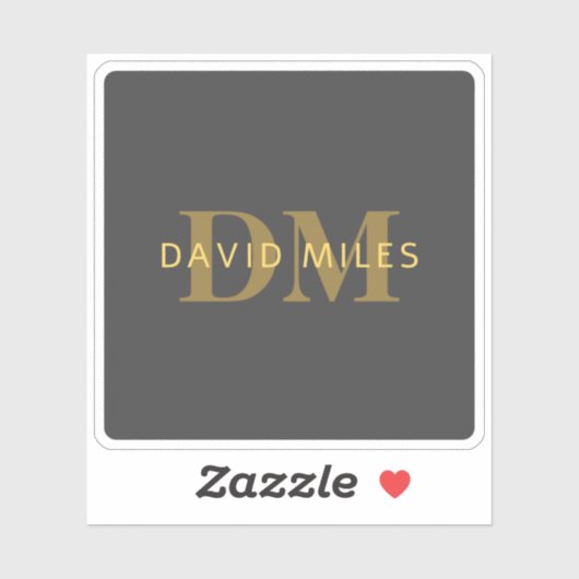 Stilvolle Bezeichnung & Monogramm | Gold & Dunkelg Aufkleber (Blatt)