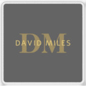 Stilvolle Bezeichnung & Monogramm | Gold & Dunkelg Aufkleber (Vorderseite)