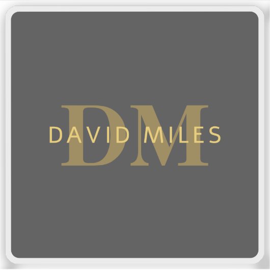 Stilvolle Bezeichnung & Monogramm | Gold & Dunkelg Aufkleber (Vorderseite)