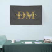 Stilvolle Bezeichnung & Monogramm | Gold & Dunkelg Banner (Messeveranstaltung)