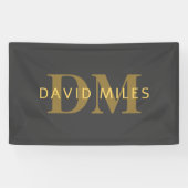 Stilvolle Bezeichnung & Monogramm | Gold & Dunkelg Banner (Horizontal)