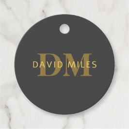 Stilvolle Bezeichnung & Monogramm | Gold & Dunkelg Geschenkanhänger