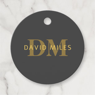 Stilvolle Bezeichnung & Monogramm Gold & Dunkelg Geschenkanhänger