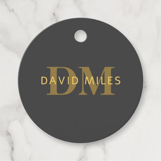 Stilvolle Bezeichnung & Monogramm | Gold & Dunkelg Geschenkanhänger (Vorderseite)