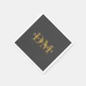 Stilvolle Bezeichnung & Monogramm | Gold & Dunkelg Serviette (Ecke)