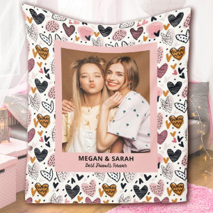 Stilvolle BFF-Foto-Erinnerung in Rosa für beste Fr Fleecedecke