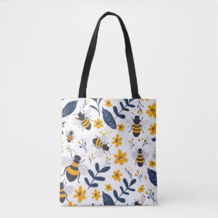 Stilvolle Bienen- und Blumenmuster-Tote-Tasche Tasche
