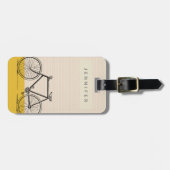 Stilvolle Bike Illustration Blush und gelber Name Gepäckanhänger (Vorderseite horizontal)