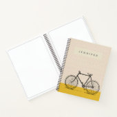 Stilvolle Bike Illustration Blush und gelber Name Notizblock (Innenseite)
