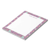 Stilvolle Birds Blume Mauve Muster Personalisiert Notizblock (Rotiert)