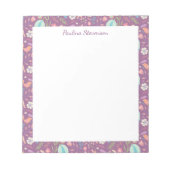 Stilvolle Birds Blume Mauve Muster Personalisiert Notizblock (Vorderseite)