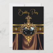 Stilvolle Birthday Chocolate Gold Schwarzes Herz Einladung (Vorderseite)
