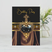 Stilvolle Birthday Chocolate Gold Schwarzes Herz Einladung (Stehend Vorderseite)