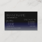 Stilvolle Black and Blue Mirror Schriftart einfach Visitenkarte (Rückseite)