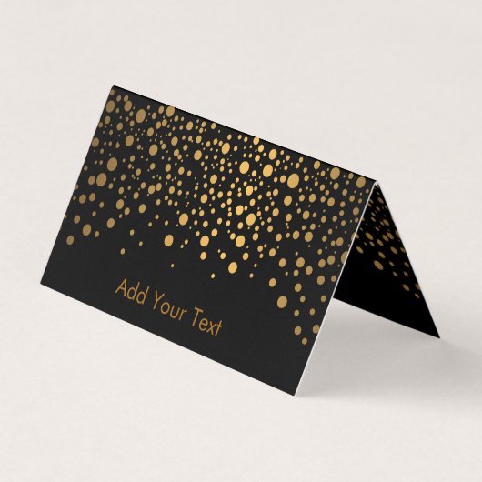 Stilvolle Black and Gold Confetti Visitenkarten (Vorderseite)