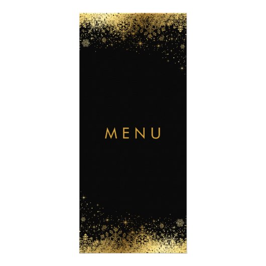 Stilvolle Black and Gold Snowflakes - Menü (Vorne)