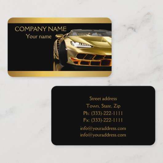 Stilvolle Black and Golden Automotive Business Car Visitenkarte (Vorne/Hinten)