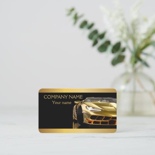 Stilvolle Black and Golden Automotive Business Car Visitenkarte (Stehend Vorderseite)