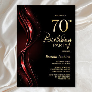 Stilvolle Black and Red 70. Geburtstagsparty Einladung