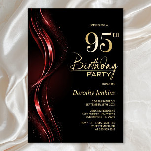 Stilvolle Black and Red 95. Geburtstagsparty Einladung