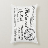 Stilvolle Black and White Baby Birth Keepake Dekokissen (Vorderseite(Vertikal))