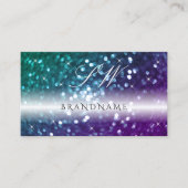Stilvolle Black Aquamarin Lila Sparkle Glitzer Ini Visitenkarte (Vorderseite)