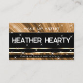 Stilvolle Black Beige Gold Glitzer Stars und QR Co Visitenkarte (Vorderseite)