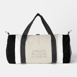 Stilvolle Black Beige Zitat Traum glauben erreiche Duffle Bag