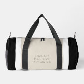 Stilvolle Black Beige Zitat Traum glauben erreiche Duffle Bag (Rückseite)
