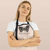 Stilvolle Black Butterfly Logo Rosa Angestellte Schürze