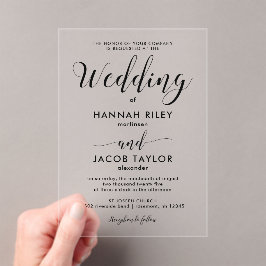 Stilvolle Black Calligraphy Elegant Wedding Acryleinladungen