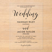 Stilvolle Black Calligraphy Elegant Wedding Acryleinladungen (Vorderseite)